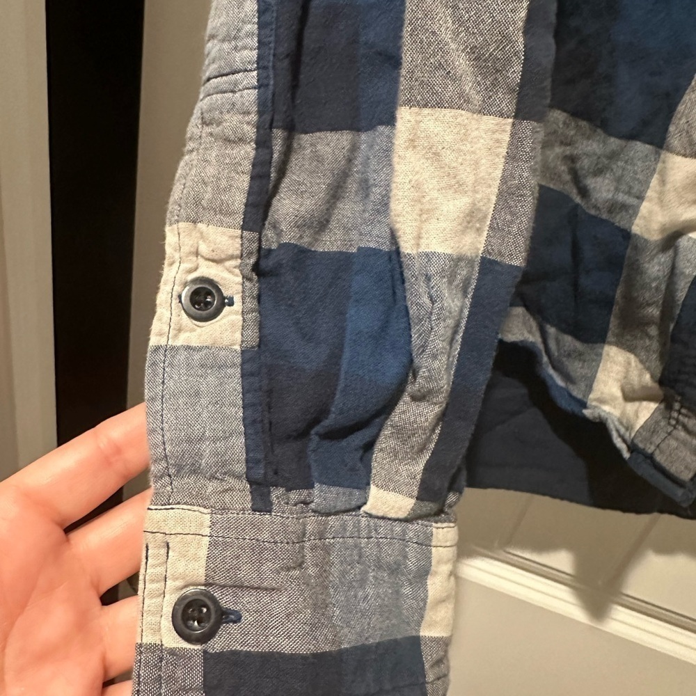 J.Crew Mens Authentic Workwear Dress Shirt Medium Blue Plaid Front Pocket Cotton - Picture 6 of 12
